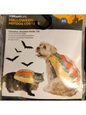 Vibrant Life Dog Cat Costume Hotdog XSmall Halloween Pet Outfit XS